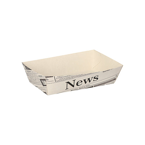Papstar 600 Pommes-Frites-Trays "Newsprint", FSC, Weiß, 9x13,5x3,5cm
