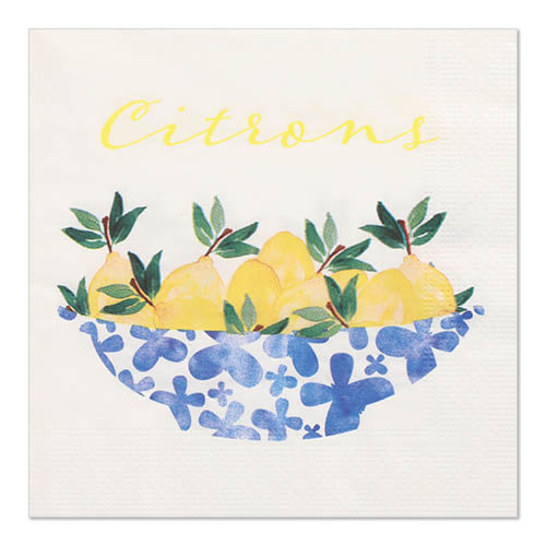 Papstar 200 Servietten, 3-lagig 1/4-Falz 33 cm x 33 cm "Citrons"