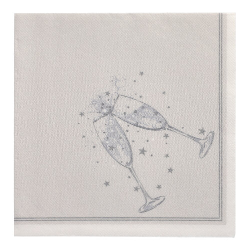 Papstar 160 Servietten "ROYAL Collection" 1/4-Falz 40 cm x 40 cm silber "Festivity"