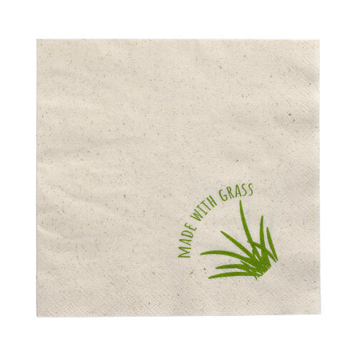 Papstar 1.000 Servietten, 2-lagig 1/4-Falz 33 cm x 33 cm natur mit Grasanteil