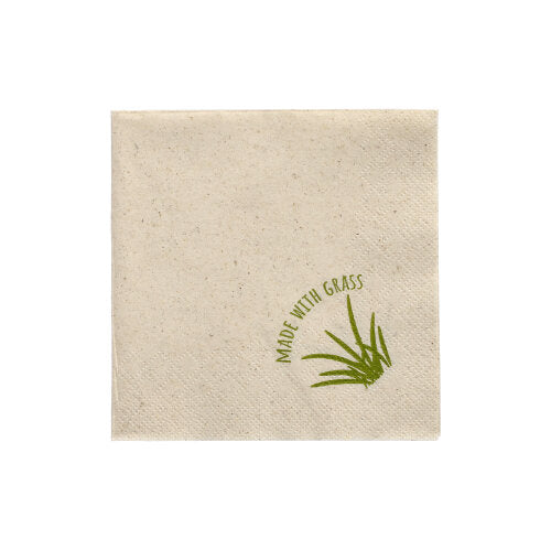 Papstar 1.000 Servietten, 2-lagig 1/4-Falz 24 cm x 24 cm natur mit Grasanteil