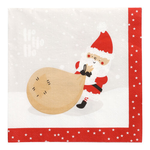 Papstar 300 Servietten, 3-lagig 1/4-Falz 40 cm x 40 cm "Lutins de Noel"