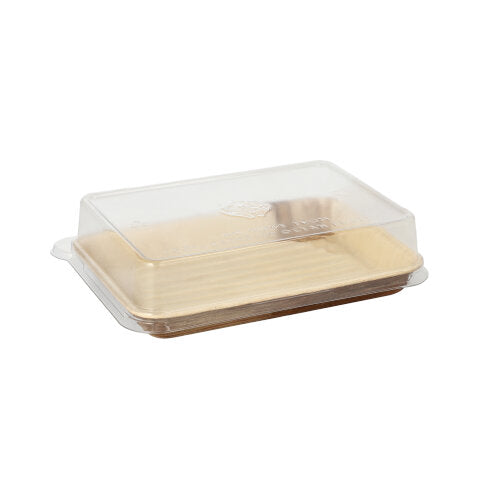 Papstar 50x Sushi-Schalen (inkl. Deckel), Palmblatt und rPET, Natur und Transparent, 17,5x12,2x4,4cm