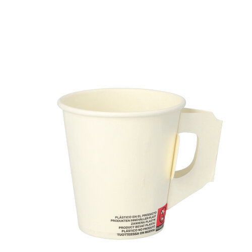 Papstar 2.000x Trinkbecher (mit Henkel), Pappe, Weiß, Inhalt: 180ml, Durchmesser: 7,3cm, Höhe: 7,8cm