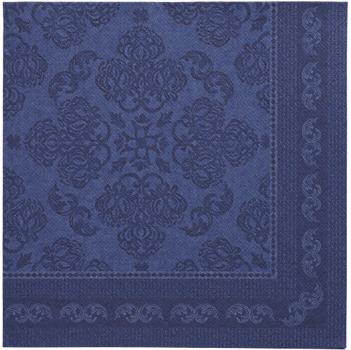 Papstar 250 Servietten "ROYAL Collection" 1/4-Falz 40 cm x 40 cm dunkelblau "Arabesque"