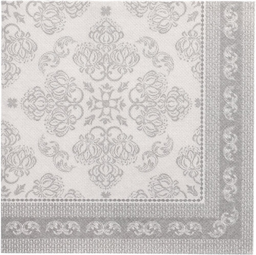 Papstar 250 Servietten "ROYAL Collection" 1/4-Falz 40 cm x 40 cm grau "Arabesque"