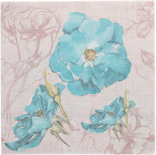 Papstar 250 Servietten "ROYAL Collection" 1/4-Falz 40 cm x 40 cm türkis "Blossom"