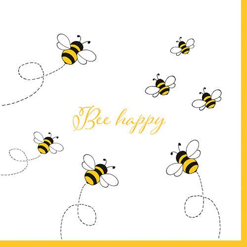Papstar 360 Servietten, 3-lagig 1/4-Falz 33 cm x 33 cm "Bee Happy"