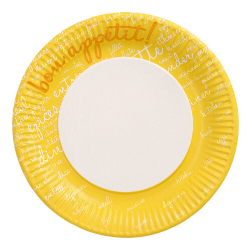 Papstar 20x 10 Teller, Pappe rund Ø 23 cm gelb "Table Pleasures"
