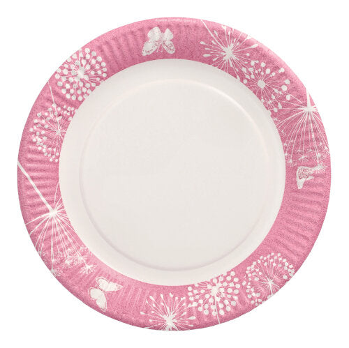 Papstar 200 Teller fuchsia "Meadow" rund, Material: Pappe, Durchmesser: 23cm