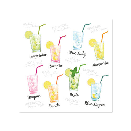 Papstar 280 Servietten, 3-lagig 1/4-Falz 25 cm x 25 cm "Cocktail"