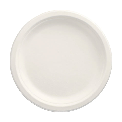 Papstar 1x 100 Teller, Zuckerrohr "pure" ungeteilt Ø 23 cm · 2 cm weiss
