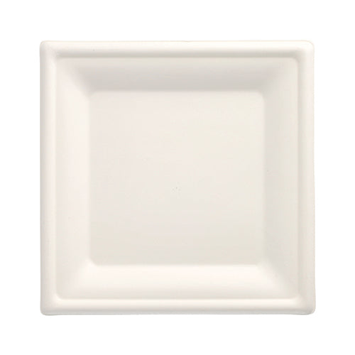 Papstar 1x 100 Teller, Zuckerrohr "pure" eckig 20 cm x 20 cm weiss