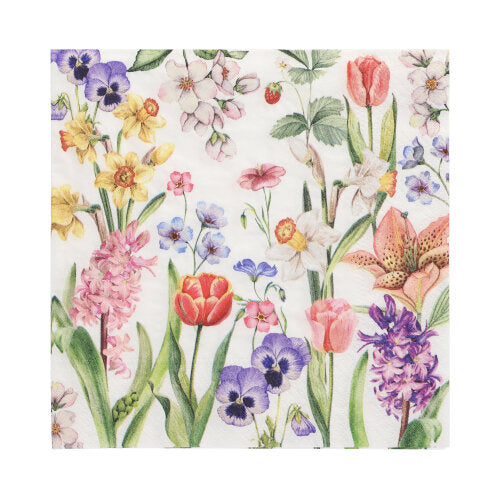 Papstar 10x 20 Servietten, 3-lagig 1/4-Falz 33 cm x 33 cm "Flower Meadow"