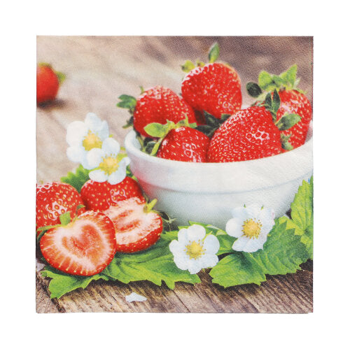 Papstar 10x 20 Servietten, 3-lagig 1/4-Falz 33 cm x 33 cm "Strawberry Taste"