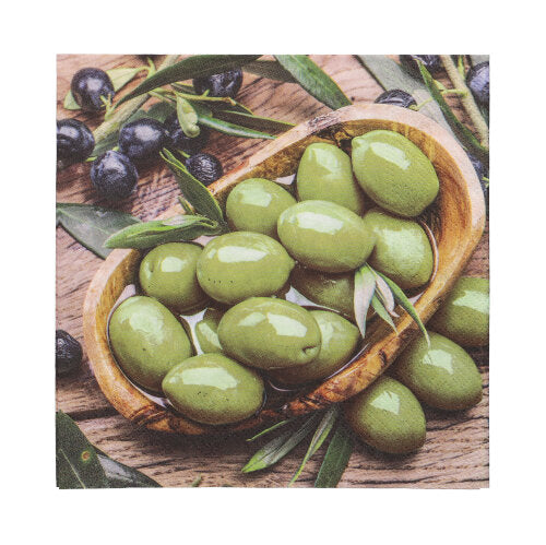 Papstar 200 Servietten, 3-lagig 1/4-Falz 33 cm x 33 cm "Olive Flavour"