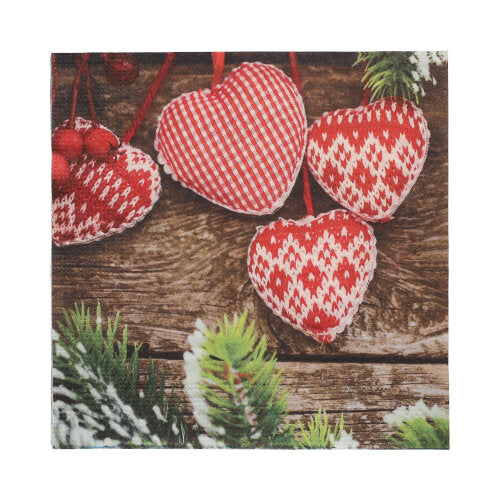 Papstar 300 Servietten, 3-lagig 1/4-Falz 33 cm x 33 cm "Mes Coeurs"