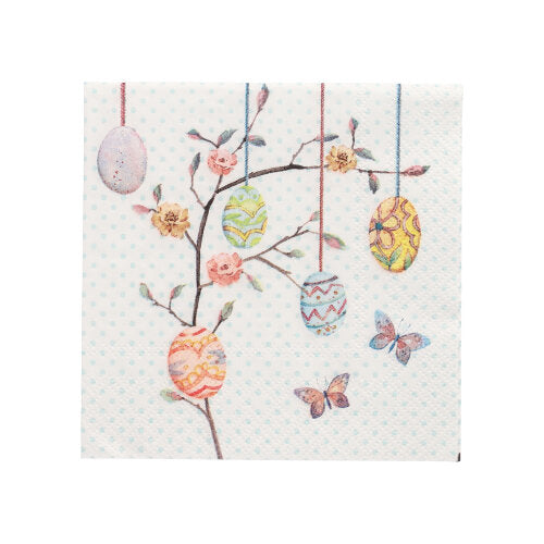 Papstar 14x 20 Servietten, Bunt, "Easter Branch", 3-lagig, 1/4-Falz, 25x25cm