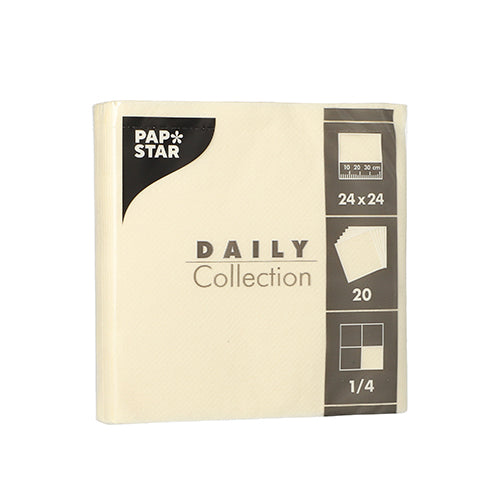 Papstar 400 Servietten, Champagner, Serie: DAILY Collection, 1/4-Falz, 24x24cm