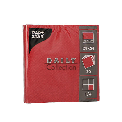 Papstar 400 Servietten, Bordeaux, Serie: DAILY Collection, 1/4-Falz, 24x24cm