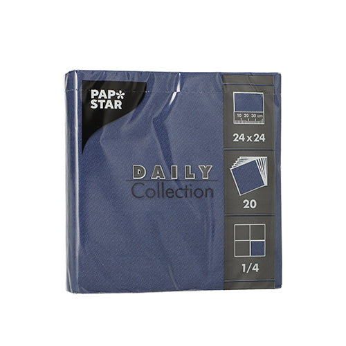 Papstar 400 Servietten, Dunkelblau, Serie: DAILY Collection, 1/4-Falz, 24x24cm