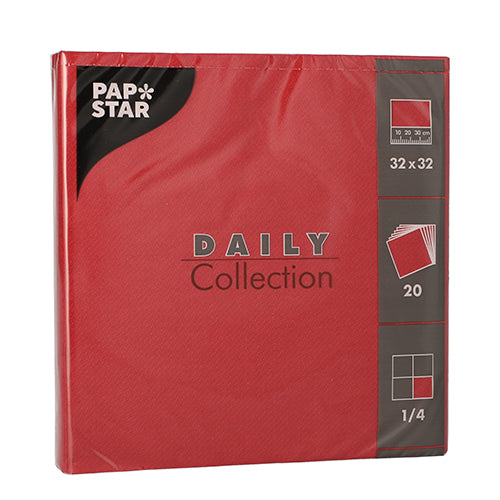 Papstar 300 Servietten, Bordeaux, Serie: DAILY Collection, 1/4-Falz, 32x32cm