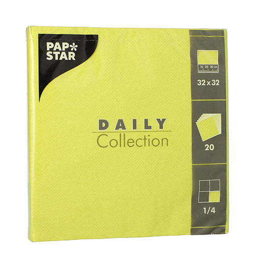 Papstar 300 Servietten, Limonengrün, Serie: DAILY Collection, 1/4-Falz, 32x32cm