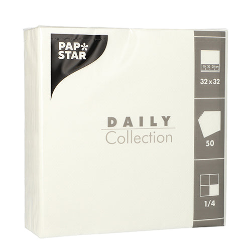 Papstar 700 Servietten, Weiß, Serie: DAILY Collection, 1/4-Falz, 32x32cm