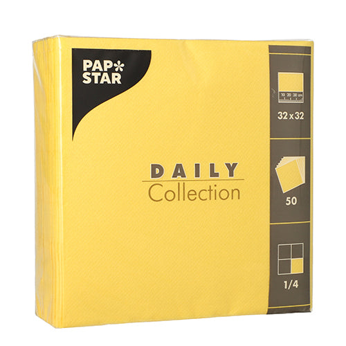 Papstar 700 Servietten "DAILY Collection" 1/4-Falz 32 cm x 32 cm gelb