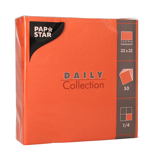 Papstar 700x Servietten (1/4-Falz), Tissue, Orange, Serie: DAILY Collection, 32x32cm