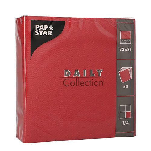 Papstar 700 Servietten, Bordeaux, Serie: DAILY Collection, 1/4-Falz, 32x32cm