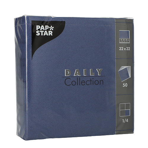 Papstar 700 Servietten, Dunkelblau, Serie: DAILY Collection, 1/4-Falz, 32x32cm