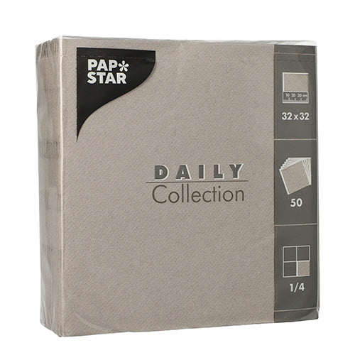 Papstar 700 Servietten, Grau, Serie: DAILY Collection, 1/4-Falz, 32x32cm