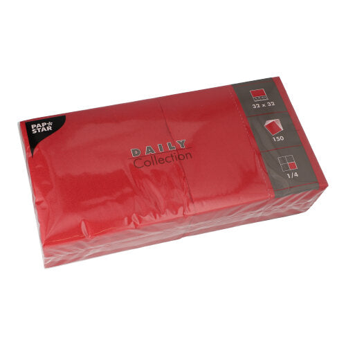 Papstar 900 Servietten, Bordeaux, Serie: DAILY Collection, 1/4-Falz, 32x32cm