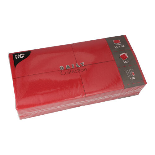 Papstar 900 Servietten, Bordeaux, Serie: DAILY Collection, 1/8Falz, 32x32cm