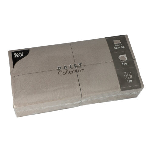 Papstar 900 Servietten, Grau, Serie: DAILY Collection, 1/8Falz, 32x32cm