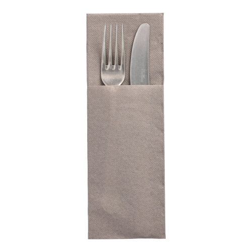 Papstar 400 Servietten, Grau, inkl. Besteckfalz, Serie: DAILY Collection, 48x30cm