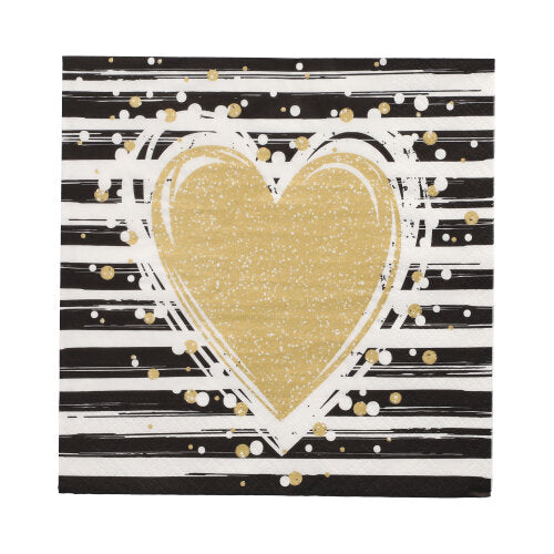 Papstar 12x 30 Servietten, 3-lagig 1/4-Falz 33 cm x 33 cm "Sparkling Heart"