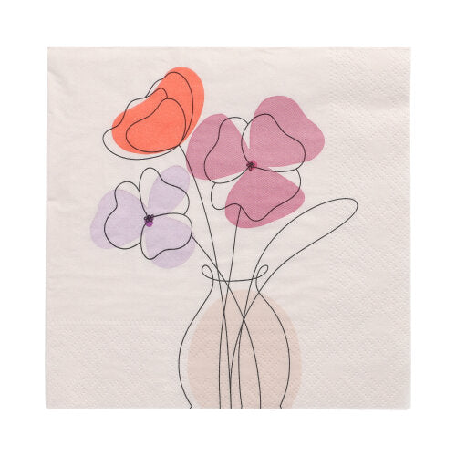 Papstar 200 Servietten, 3-lagig 1/4-Falz 33 cm x 33 cm "Vase of Flowers"