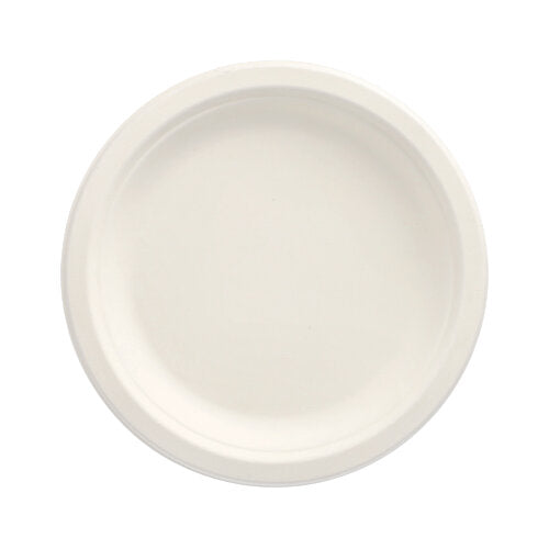 Papstar 12x 12 Teller, Zuckerrohr "pure" ungeteilt Ø 18 cm · 2 cm weiss