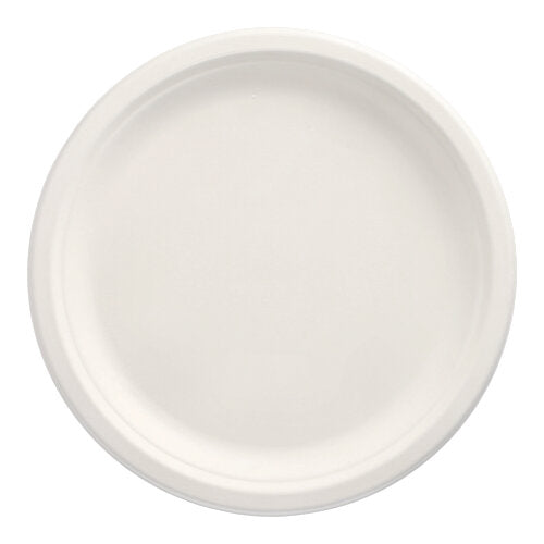 Papstar 12x 12 Teller, Zuckerrohr "pure" ungeteilt Ø 26 cm · 2 cm weiss
