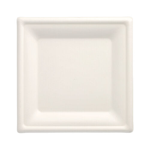 Papstar 12x 12 Teller, Zuckerrohr "pure" eckig 20 cm x 20 cm weiss
