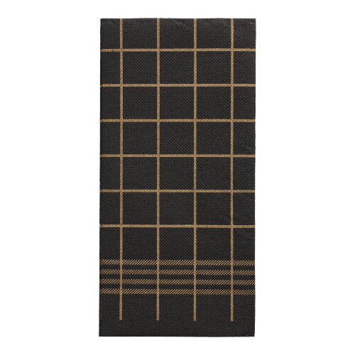 Papstar 16x 30 Servietten, 2-lagig "PUNTO" 1/8-Falz 39 cm x 40 cm schwarz/gold "Kitchen Towel" mikrogeprägt