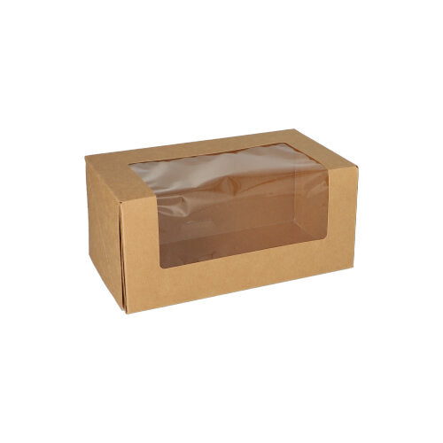 Papstar 4x 25 Tortenkartons mit Deckel eckig 10 cm x 22 cm x 12 cm mit Sichtfenster aus PLA