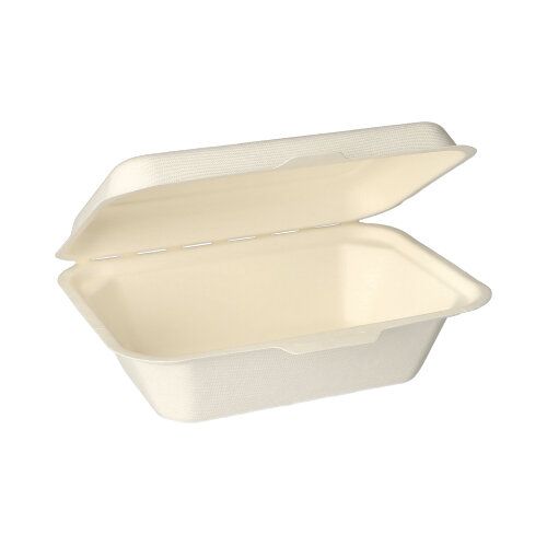 Papstar 5x 25 Menüboxen, Zuckerrohr "pure" ungeteilt 6 cm x 18 cm x 12,5 cm weiss