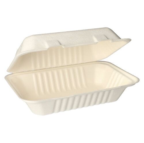 Papstar 1x 500 Menüboxen, Zuckerrohr ungeteilt 7,9 cm x 15,5 cm x 23 cm weiss