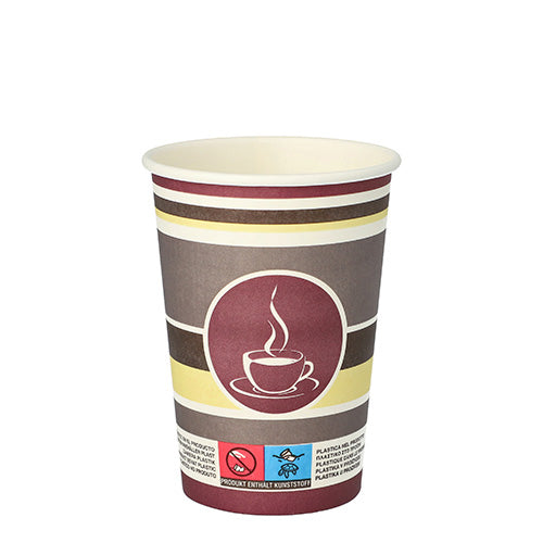 Papstar 1.000 Trinkbecher "To Go - Coffe Ringse", Pappe, Gelb und Weiß, Inhalt: 250ml, Durchmesser: 8cm, Höhe: 11cm