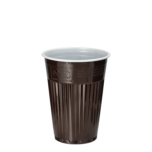 Papstar 3.000 Thermo-Automatenbecher (Gerippt), Polystyrol, Braun und Weiß, Inhalt: 180ml, Durchmesser: 7,03cm, Höhe: 9cm