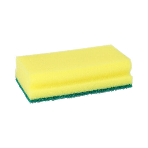 Papstar 14x 3 Topfreiniger, Schwamm Jumbo eckig 4,1 cm x 14,8 cm x 8,5 cm gelb/grün mit Griffrille, kratzend