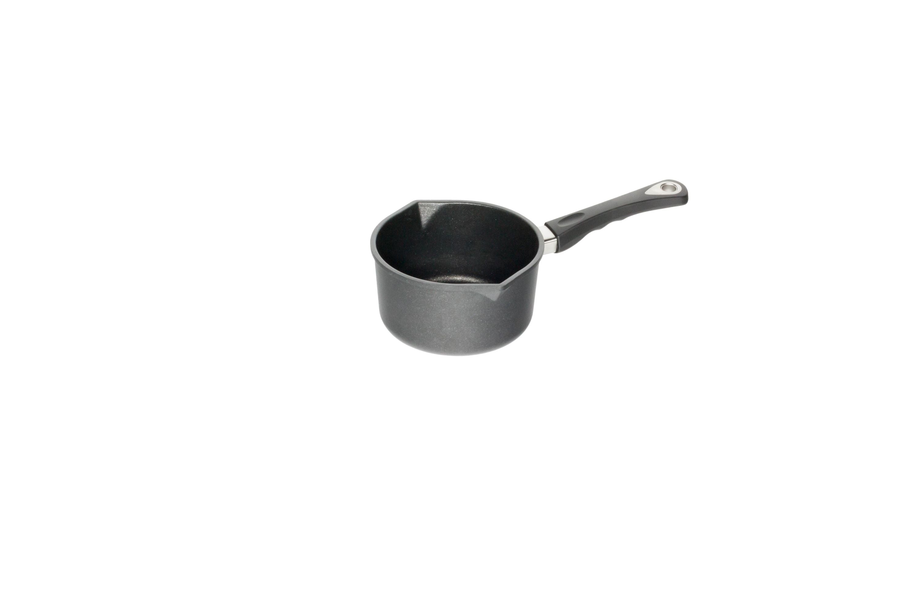 AMT Milch-/Soßentopf (Mit 2 Ausgießern), Aluminiumguss, Schwarz, Durchmesser: 16-20cm